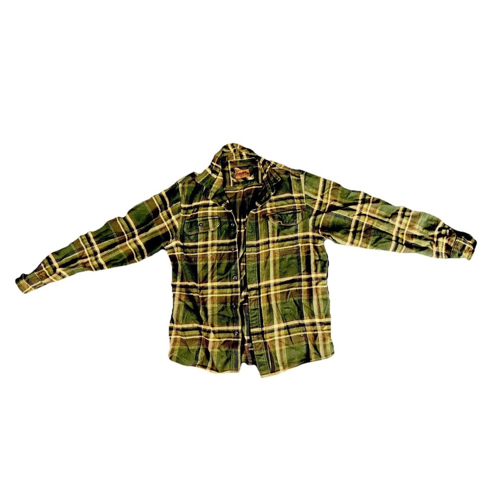 Orvis Flannel Shirt Jacket Men's Medium Green Plaid Overshirt Shacket Button Up